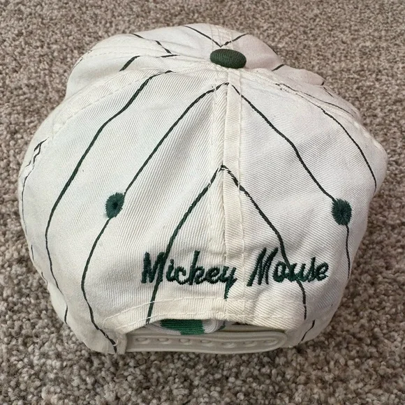 Disney Goofy’s Hat Co. White Green Pinstripe Mickey Mouse Baseball Cap SnapBack - Picture 4 of 7